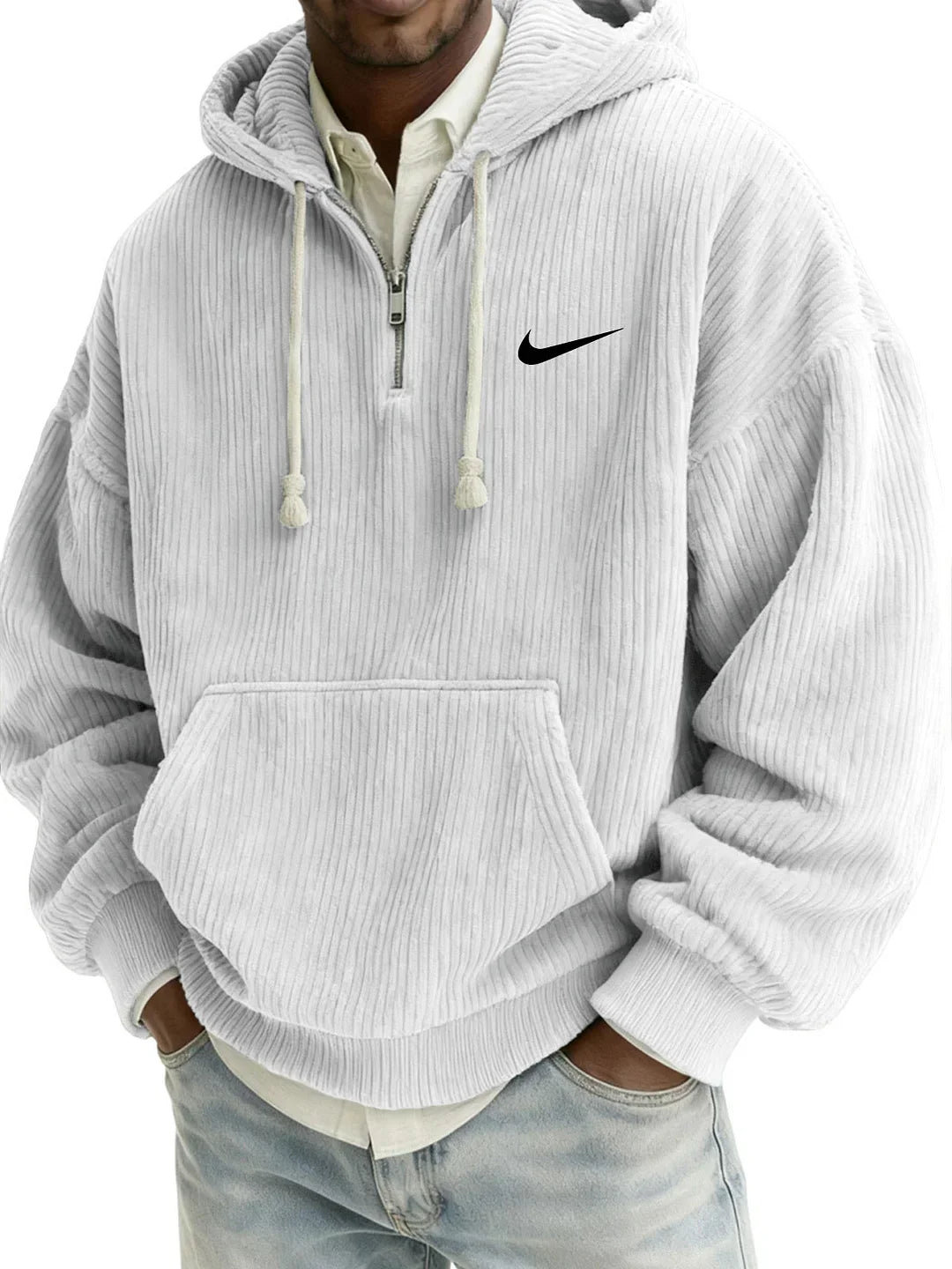 Men’s Oversized Ribbed Hoodie – Premium Textured Casual Pullover