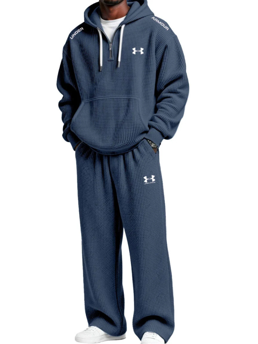 Men’s Charcoal Textured Tracksuit – Relaxed Fit Hoodie & Jogger Set