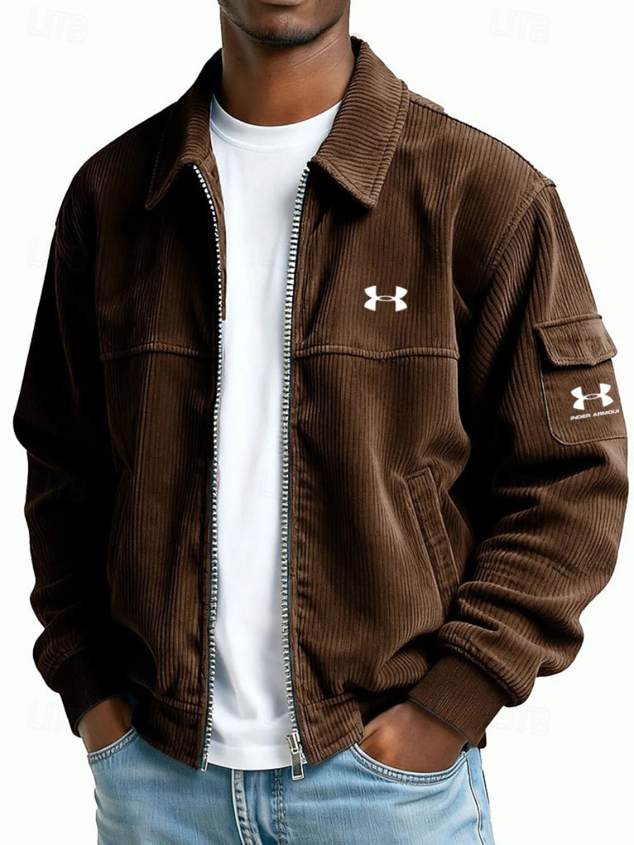 Men’s Corduroy Zip Jacket – Casual Slim Fit Utility Coat