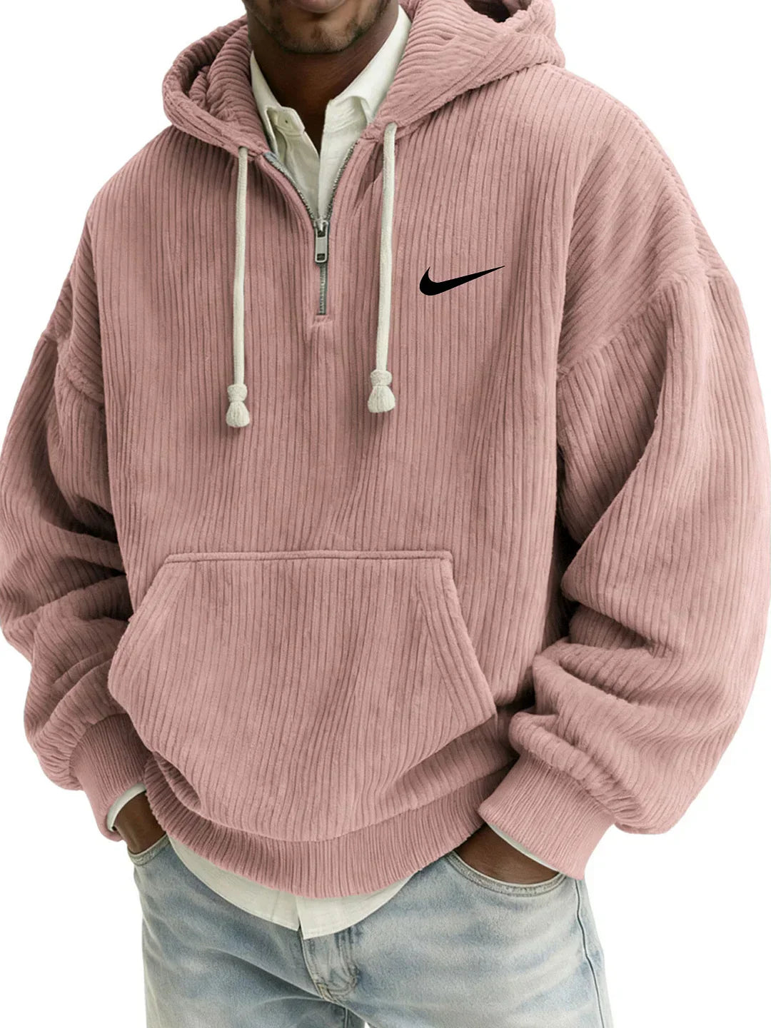 Men’s Oversized Ribbed Hoodie – Premium Textured Casual Pullover