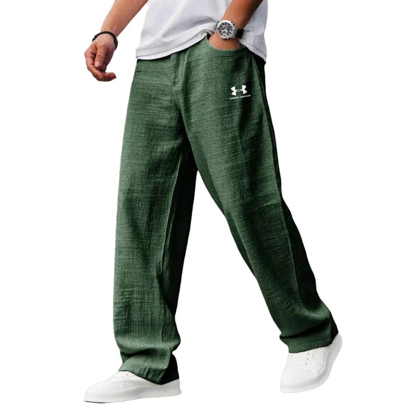 Men’s Charcoal Relaxed Fit Lounge Pants – Textured Wide-Leg Casual Trousers