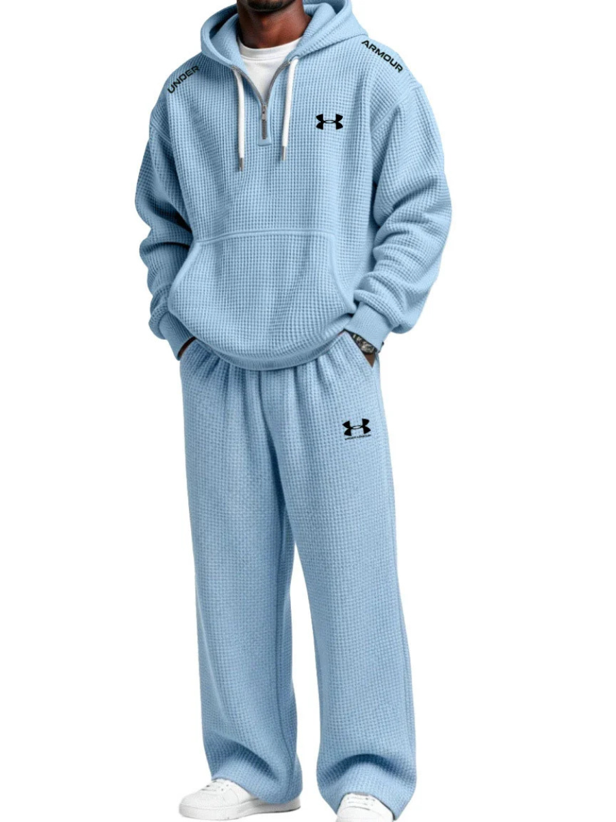 Men’s Charcoal Textured Tracksuit – Relaxed Fit Hoodie & Jogger Set