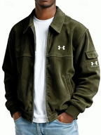 Men’s Corduroy Zip Jacket – Casual Slim Fit Utility Coat