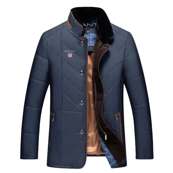 Men’s Quilted Button-Up Jacket – Slim Fit Winter Coat