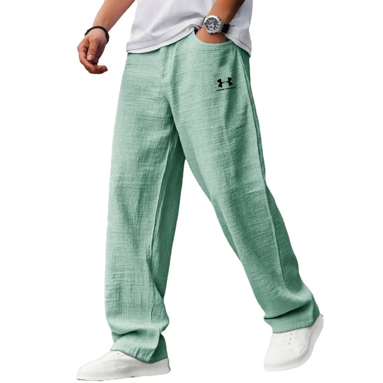 Men’s Charcoal Relaxed Fit Lounge Pants – Textured Wide-Leg Casual Trousers
