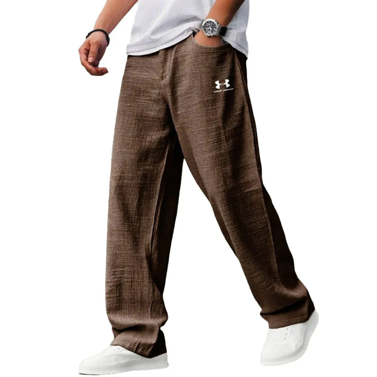 Men’s Charcoal Relaxed Fit Lounge Pants – Textured Wide-Leg Casual Trousers