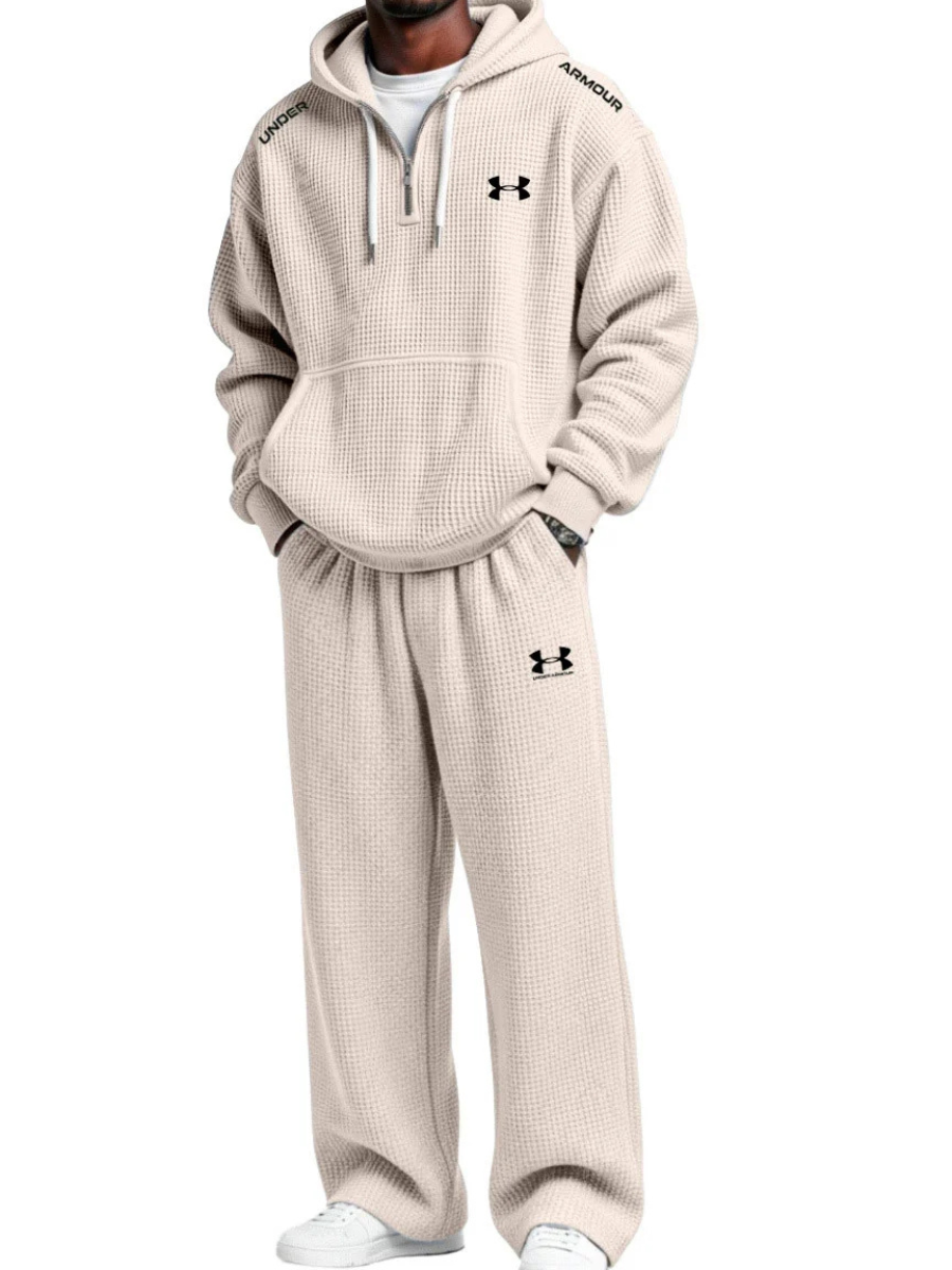 Men’s Charcoal Textured Tracksuit – Relaxed Fit Hoodie & Jogger Set