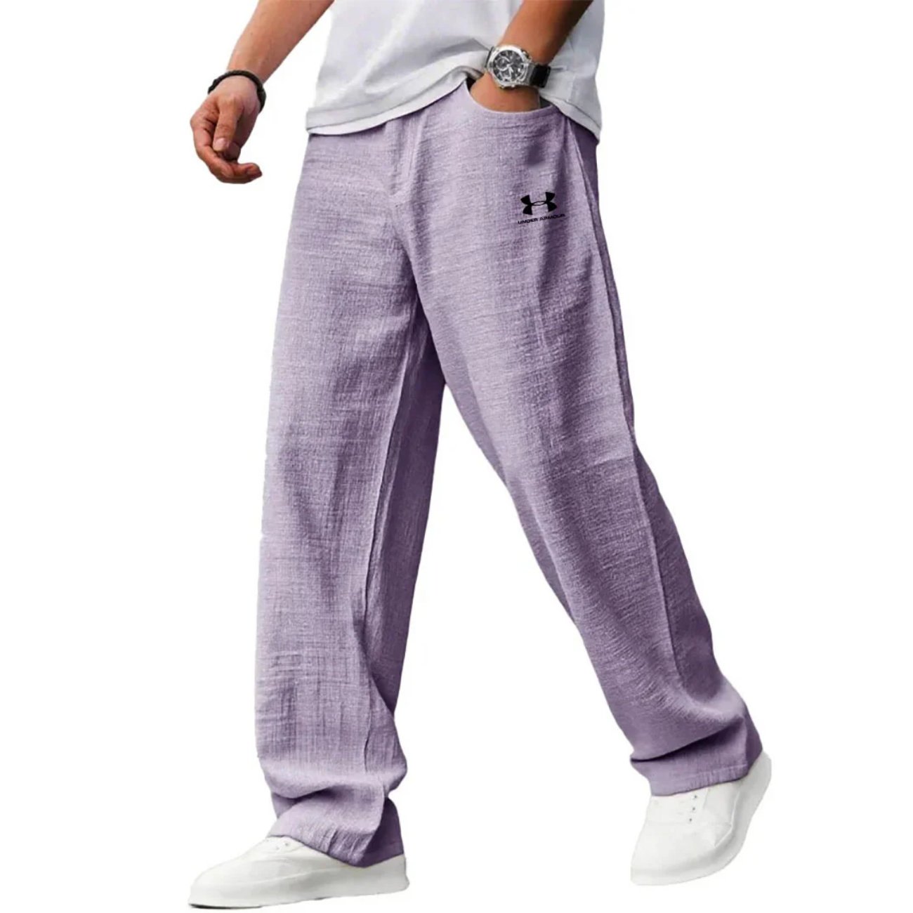 Men’s Charcoal Relaxed Fit Lounge Pants – Textured Wide-Leg Casual Trousers