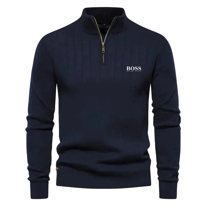 Men’s Ribbed Half-Zip Sweater – Slim Fit Casual Knit Pullover