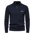 Men’s Ribbed Half-Zip Sweater – Slim Fit Casual Knit Pullover