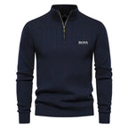Men’s Ribbed Half-Zip Sweater – Slim Fit Casual Knit Pullover
