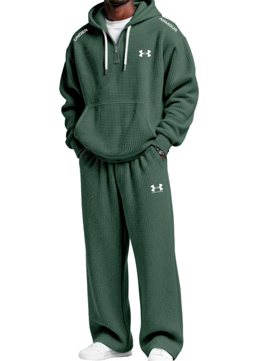 Men’s Charcoal Textured Tracksuit – Relaxed Fit Hoodie & Jogger Set