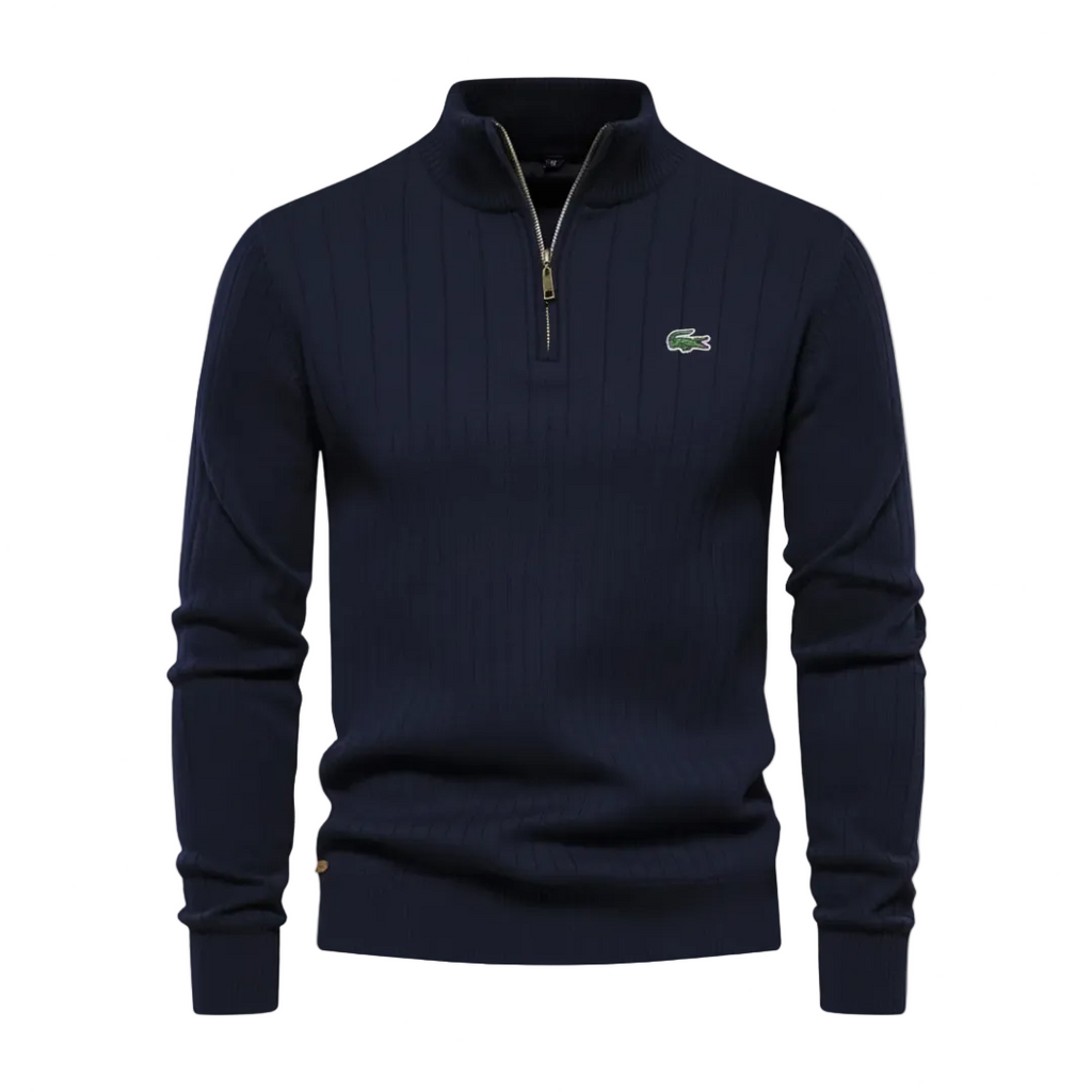 Men’s Structured Vertical Knit Quarter-Zip Sweater