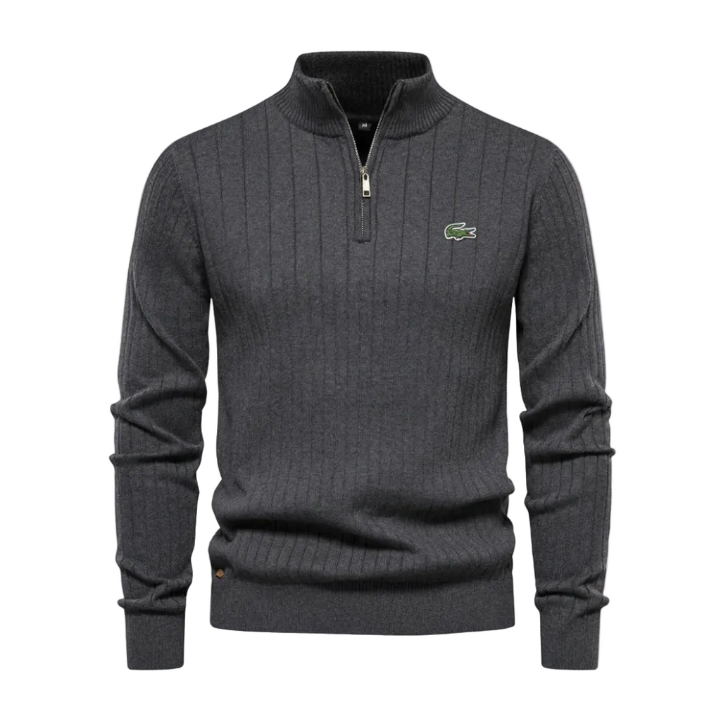 Men’s Structured Vertical Knit Quarter-Zip Sweater