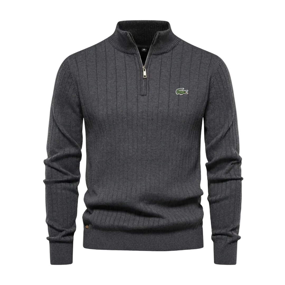Men’s Structured Vertical Knit Quarter-Zip Sweater