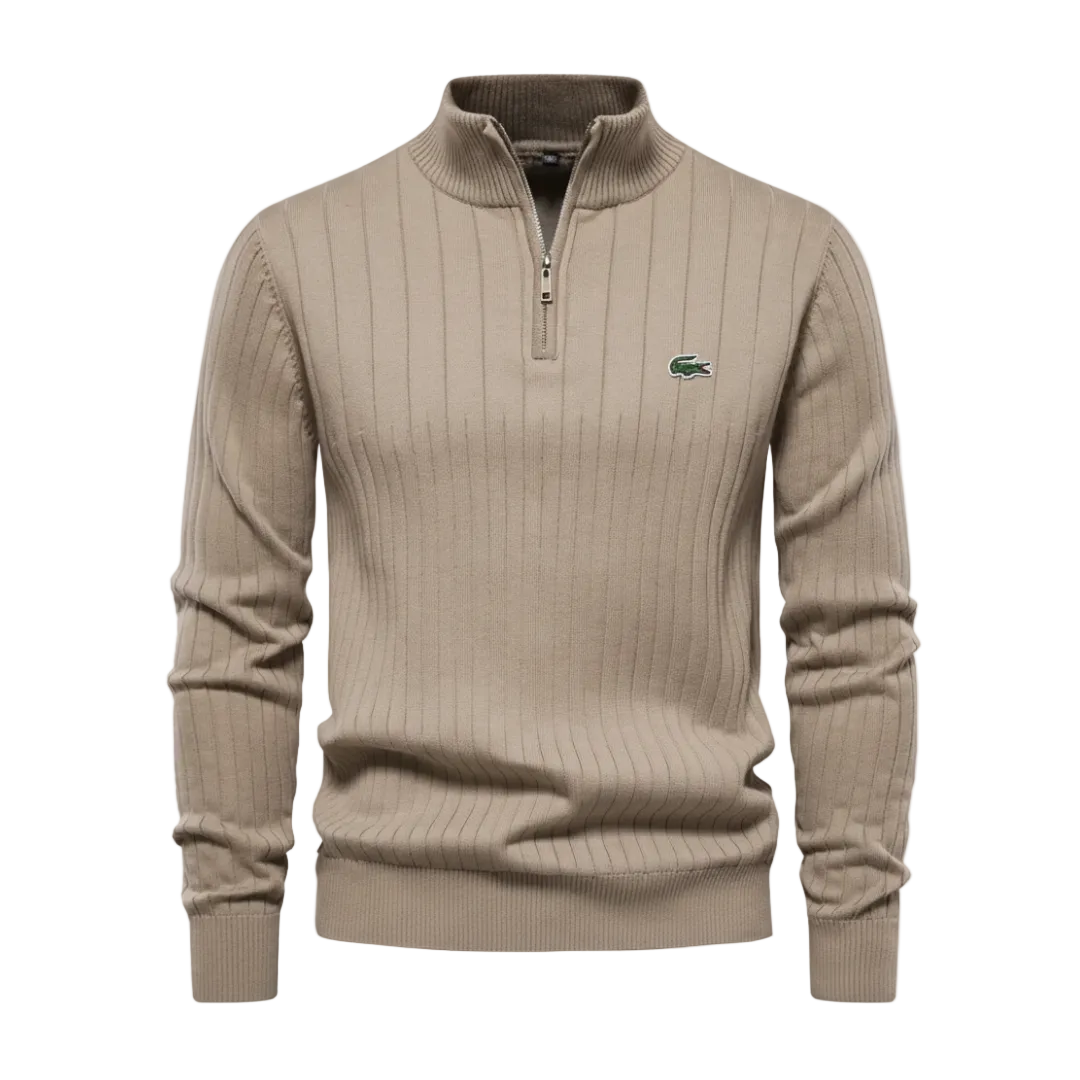 Men’s Structured Vertical Knit Quarter-Zip Sweater