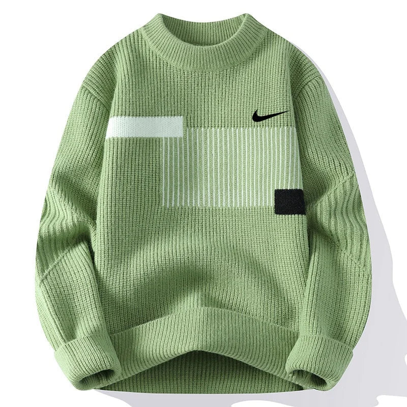 Men’s Graphic Knit Sweater – Oversized Casual Winter Pullover