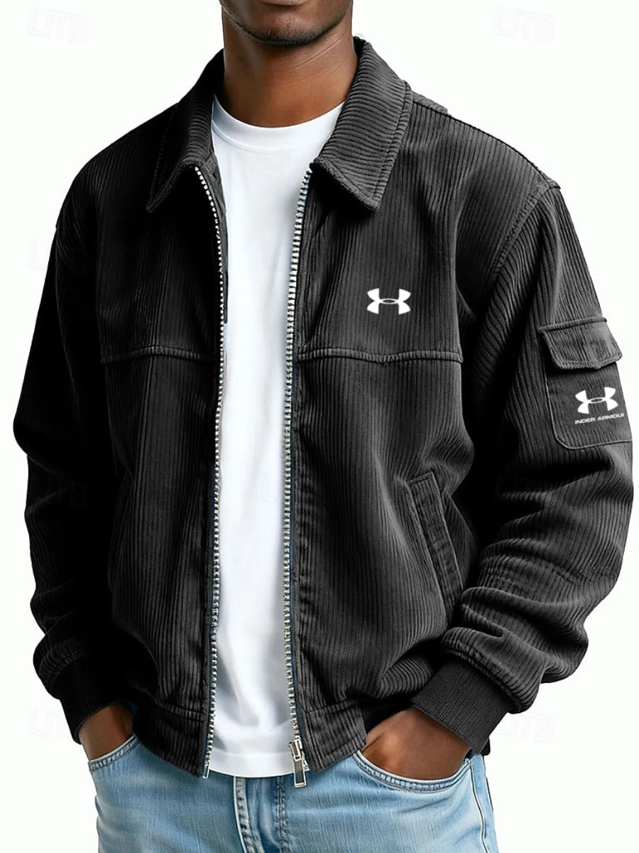 Men’s Corduroy Zip Jacket – Casual Slim Fit Utility Coat