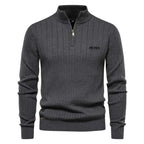 Men’s Ribbed Half-Zip Sweater – Slim Fit Casual Knit Pullover