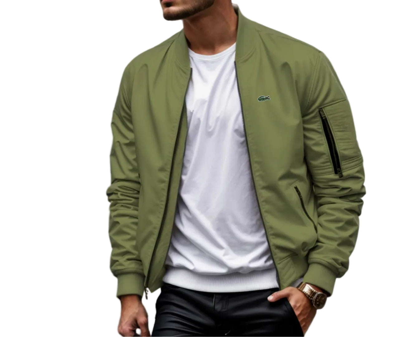 Men’s  Zip Bomber Jacket – Slim Fit Casual Streetwear Coat