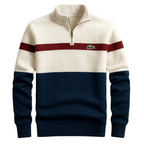 Men’s Color-Block Half-Zip Knit Sweater – Slim Fit Casual Pullover