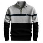 Men’s Color-Block Half-Zip Knit Sweater – Slim Fit Casual Pullover