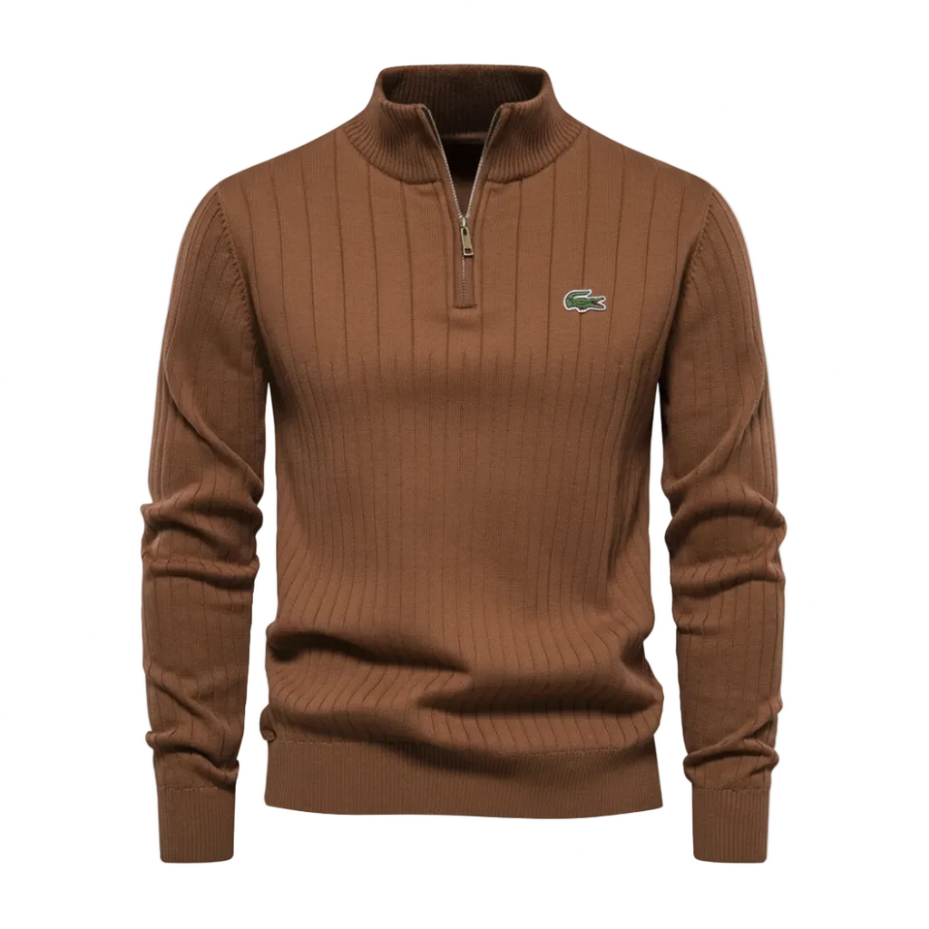 Men’s Structured Vertical Knit Quarter-Zip Sweater