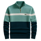 Men’s Color-Block Half-Zip Knit Sweater – Slim Fit Casual Pullover