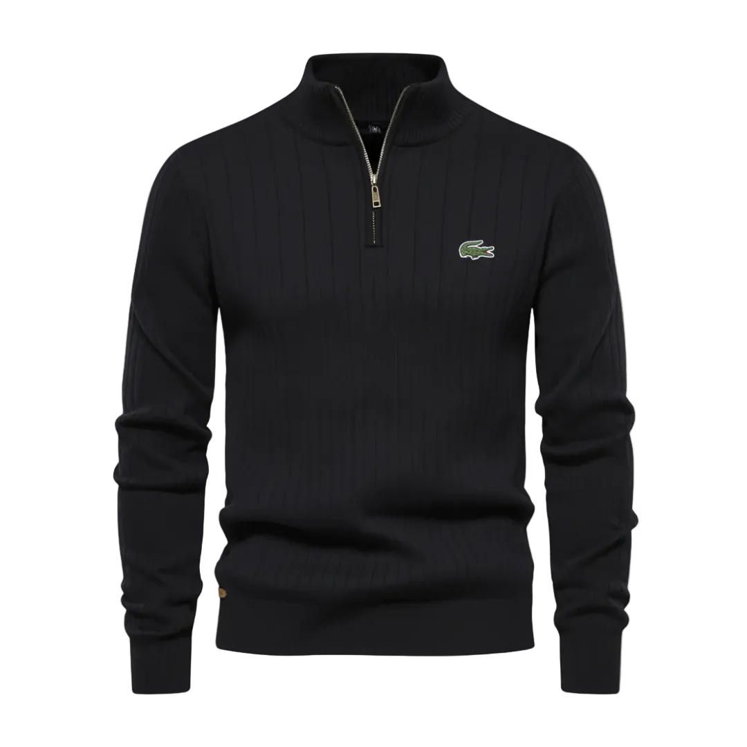 Men’s Structured Vertical Knit Quarter-Zip Sweater