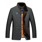 Men’s Quilted Button-Up Jacket – Slim Fit Winter Coat