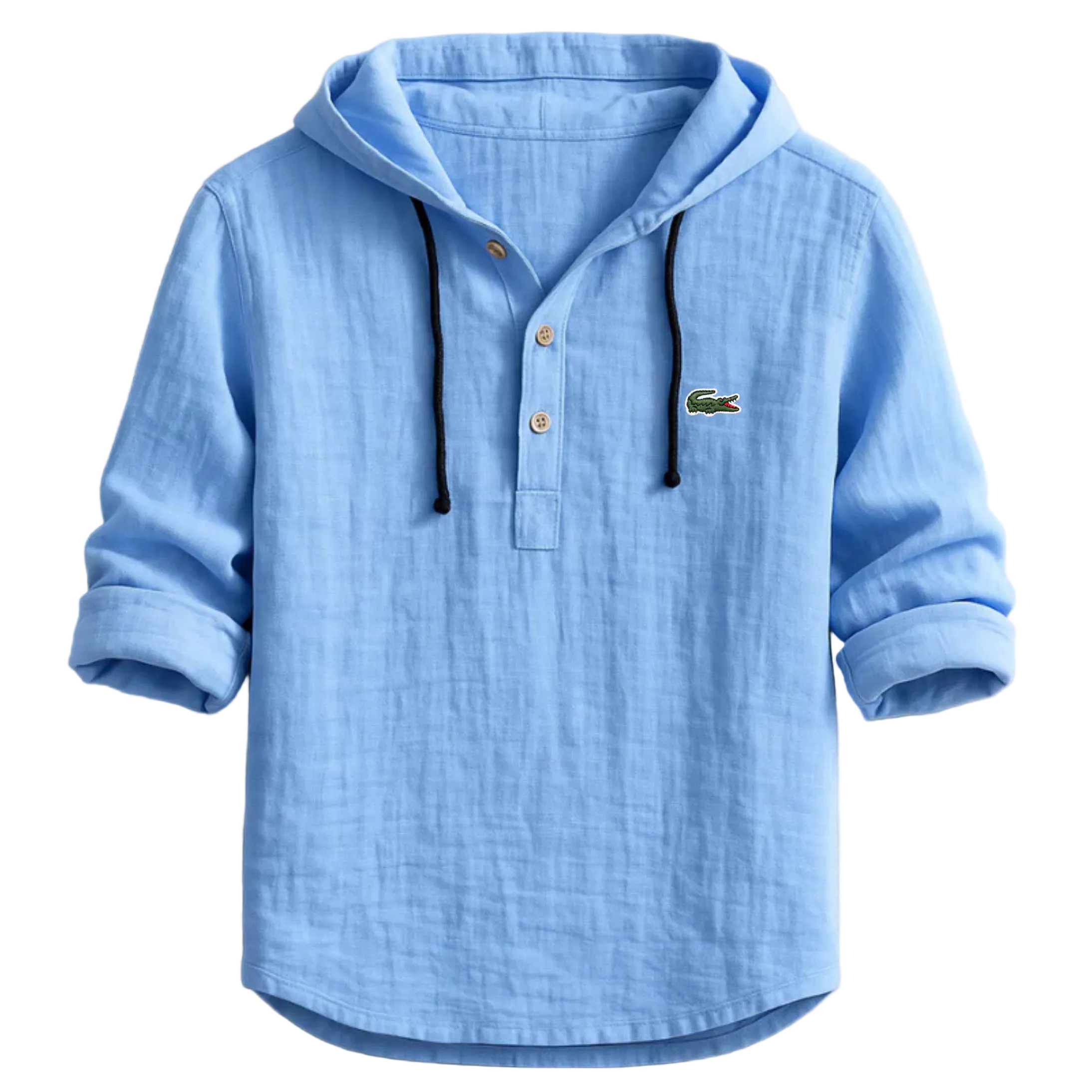 Men’s Hooded Button Pullover – Premium Casual Linen-Style Shirt