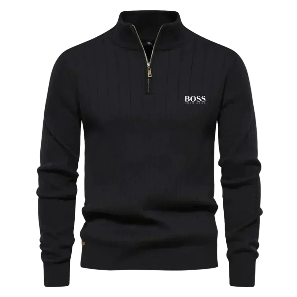 Men’s Ribbed Half-Zip Sweater – Slim Fit Casual Knit Pullover