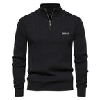 Men’s Ribbed Half-Zip Sweater – Slim Fit Casual Knit Pullover