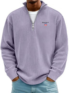 Men’s  Ribbed Quarter-Zip Sweater – Relaxed Fit Premium Pullover