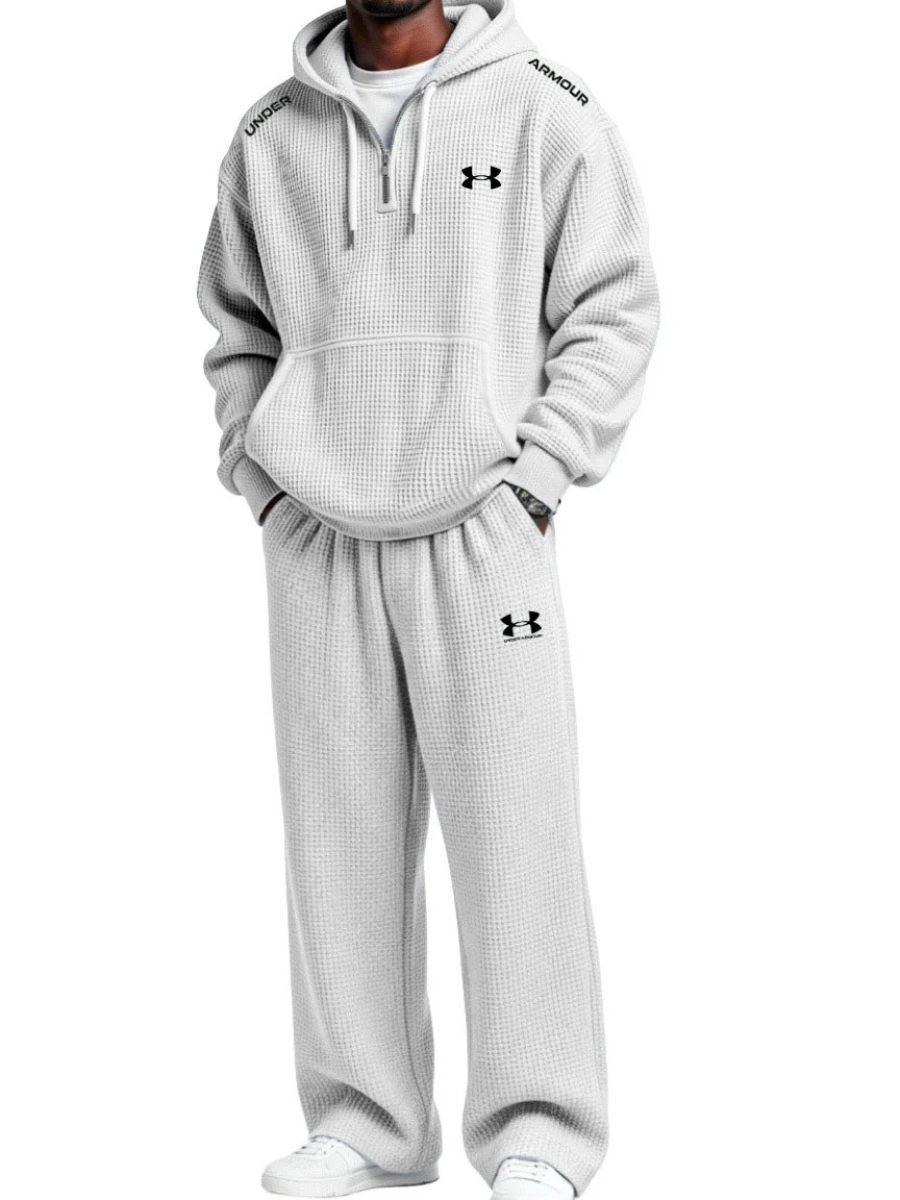 Men’s Charcoal Textured Tracksuit – Relaxed Fit Hoodie & Jogger Set