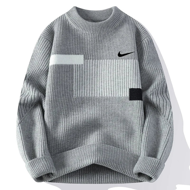 Men’s Graphic Knit Sweater – Oversized Casual Winter Pullover