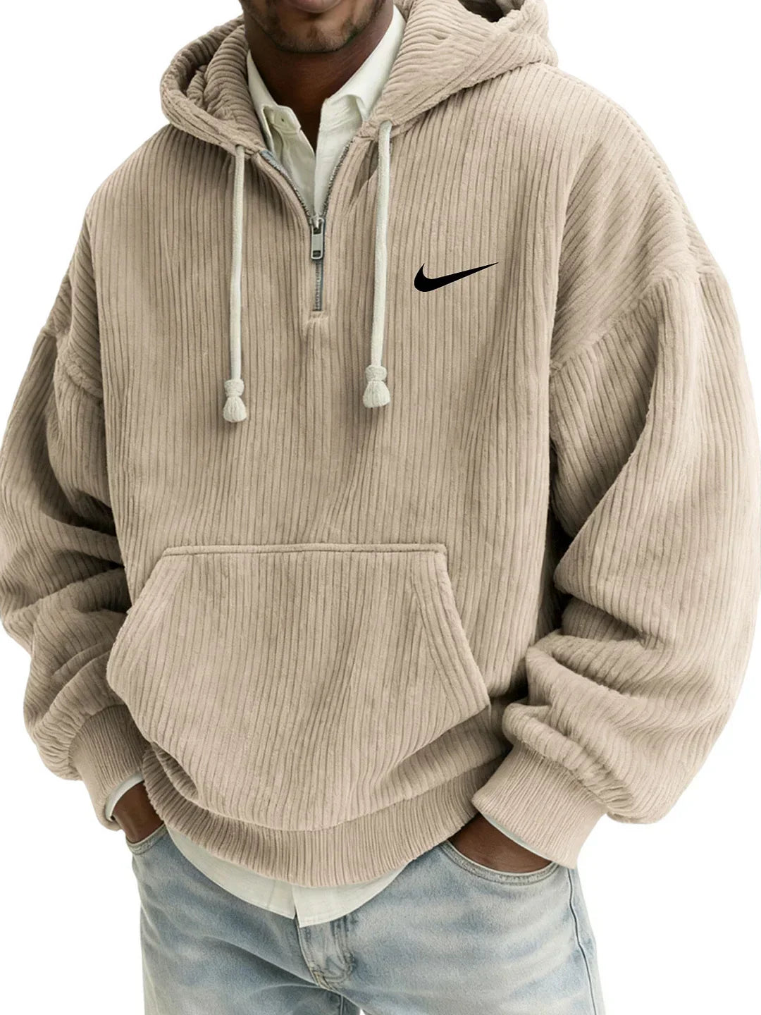 Men’s Oversized Ribbed Hoodie – Premium Textured Casual Pullover
