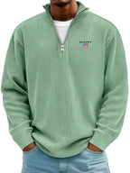 Men’s  Ribbed Quarter-Zip Sweater – Relaxed Fit Premium Pullover