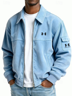 Men’s Corduroy Zip Jacket – Casual Slim Fit Utility Coat