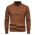 Men’s Ribbed Half-Zip Sweater – Slim Fit Casual Knit Pullover