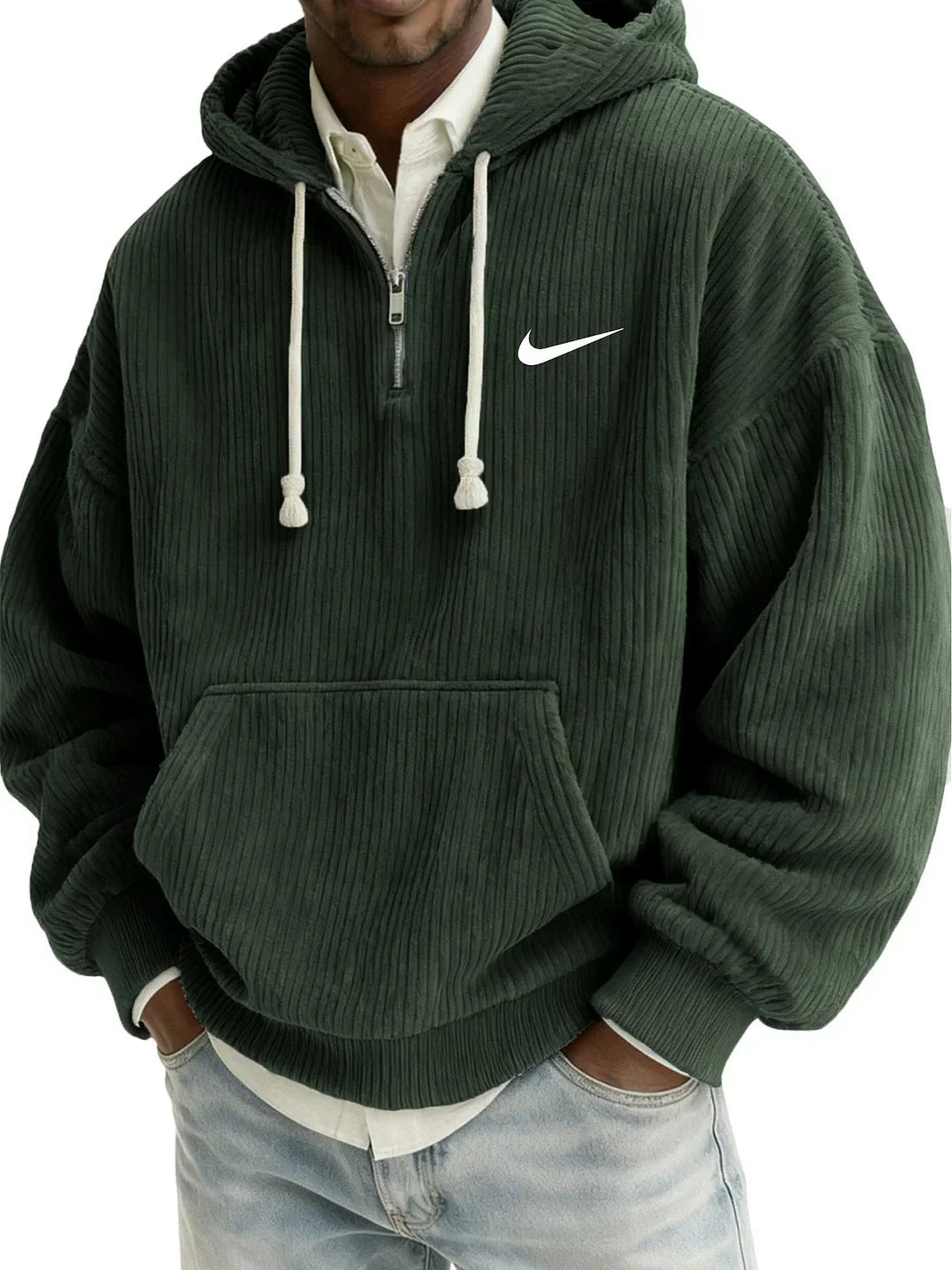 Men’s Oversized Ribbed Hoodie – Premium Textured Casual Pullover