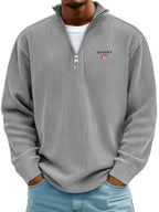 Men’s  Ribbed Quarter-Zip Sweater – Relaxed Fit Premium Pullover