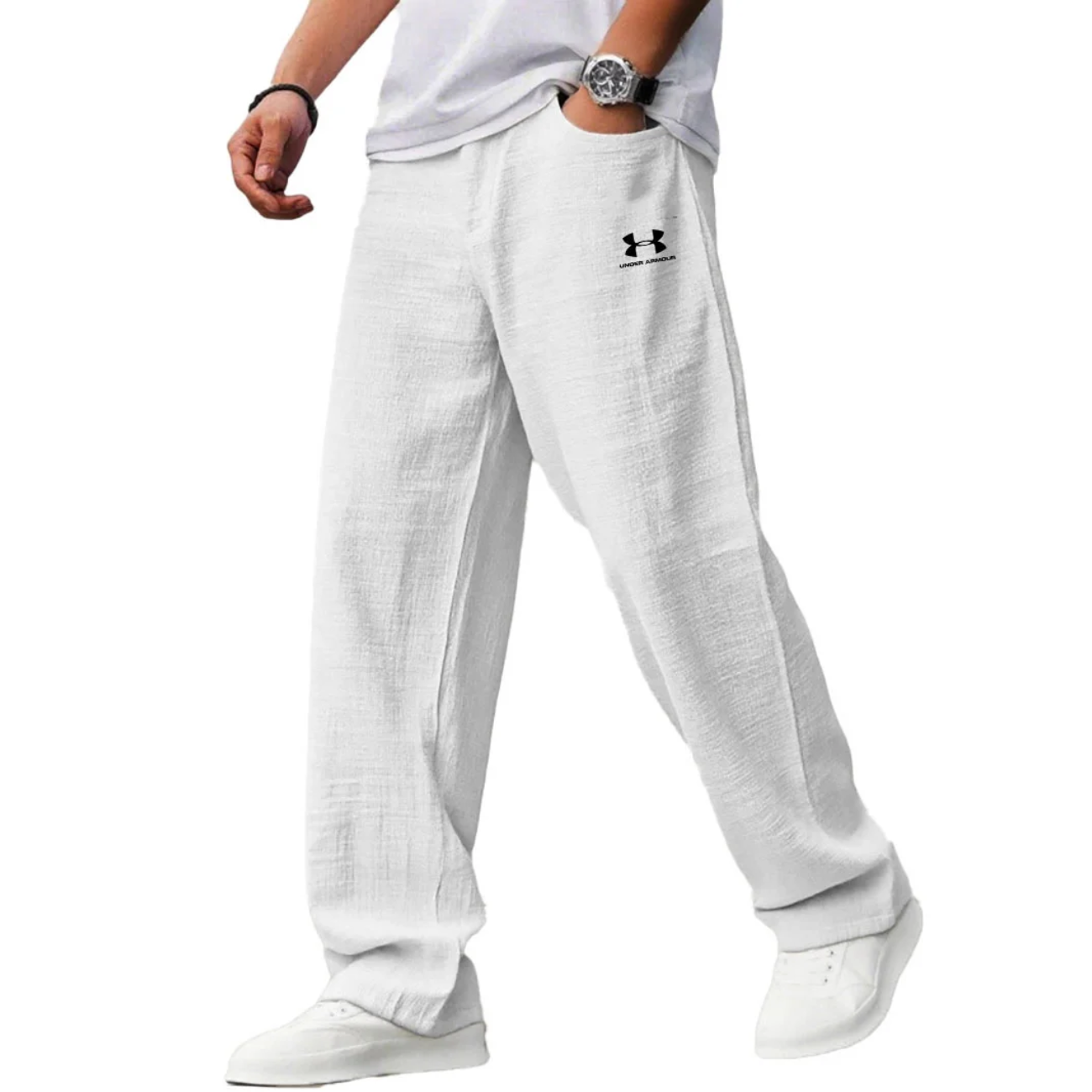 Men’s Charcoal Relaxed Fit Lounge Pants – Textured Wide-Leg Casual Trousers