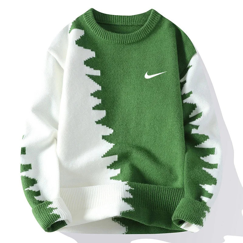 Men’s  Graphic Knit Sweater – Oversized Casual Pullover