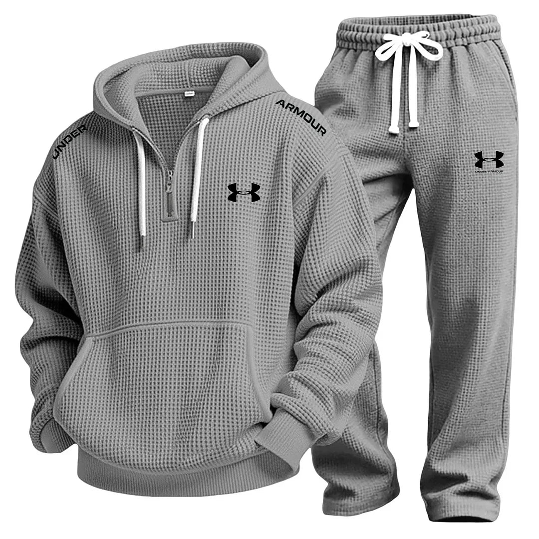 Men’s Charcoal Textured Tracksuit – Relaxed Fit Hoodie & Jogger Set