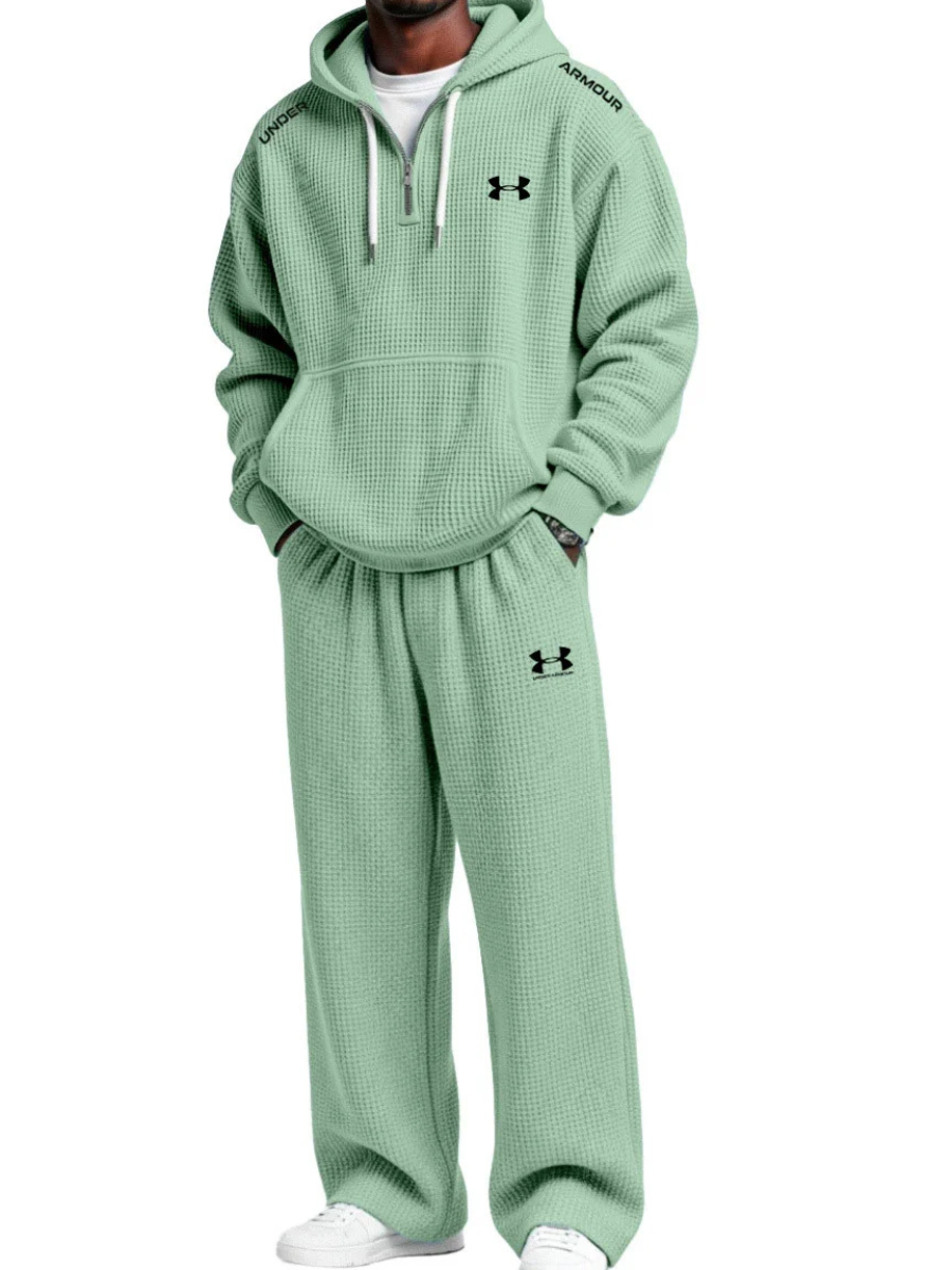 Men’s Charcoal Textured Tracksuit – Relaxed Fit Hoodie & Jogger Set