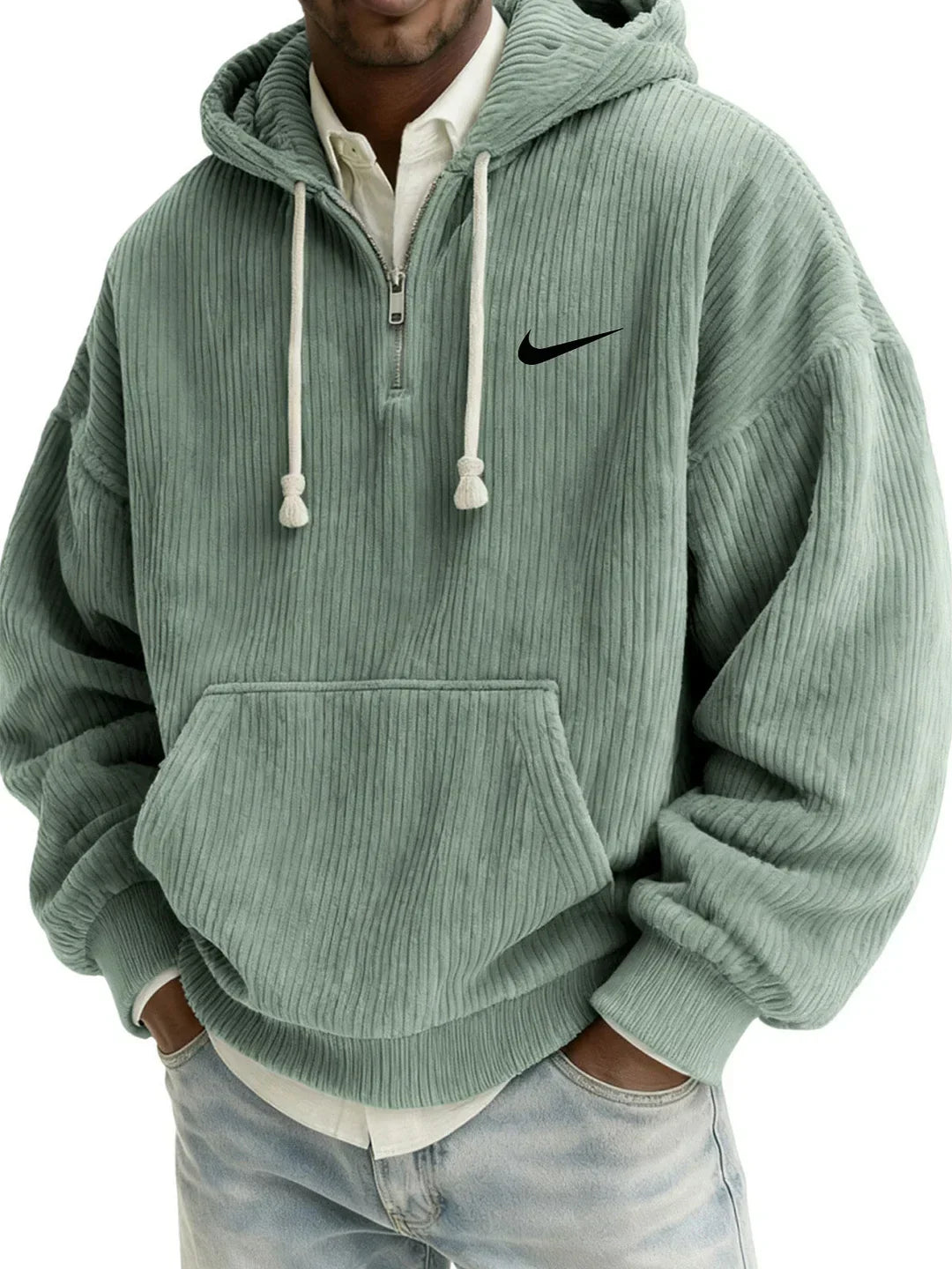 Men’s Oversized Ribbed Hoodie – Premium Textured Casual Pullover