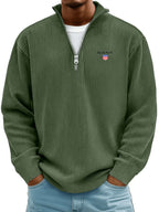 Men’s  Ribbed Quarter-Zip Sweater – Relaxed Fit Premium Pullover