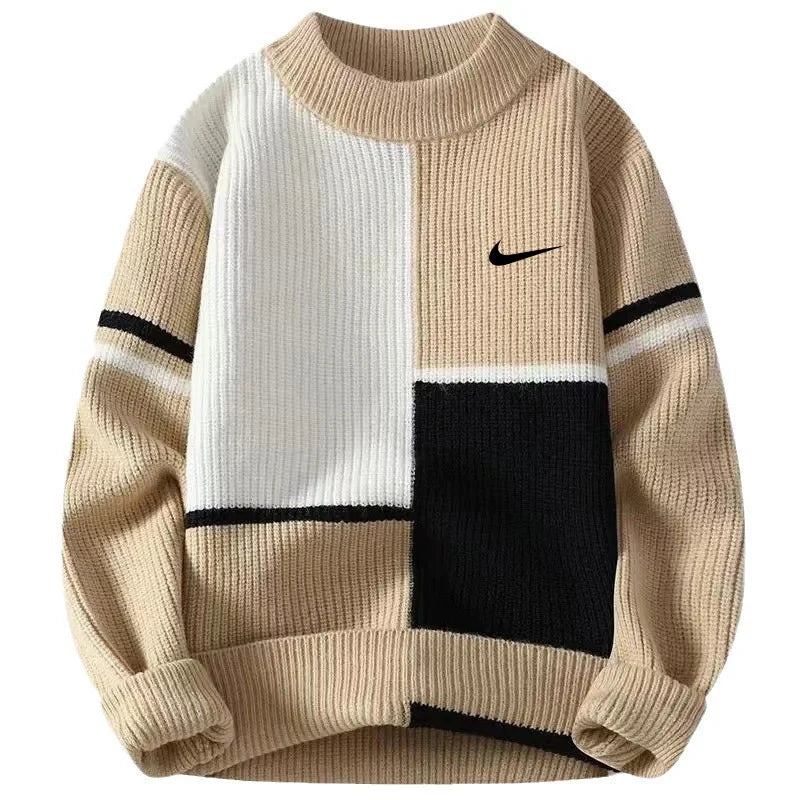 Men's High-End Trendy Loose Color-Blocked Sweater