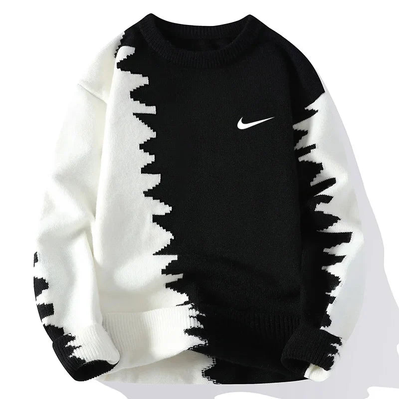 Men’s  Graphic Knit Sweater – Oversized Casual Pullover
